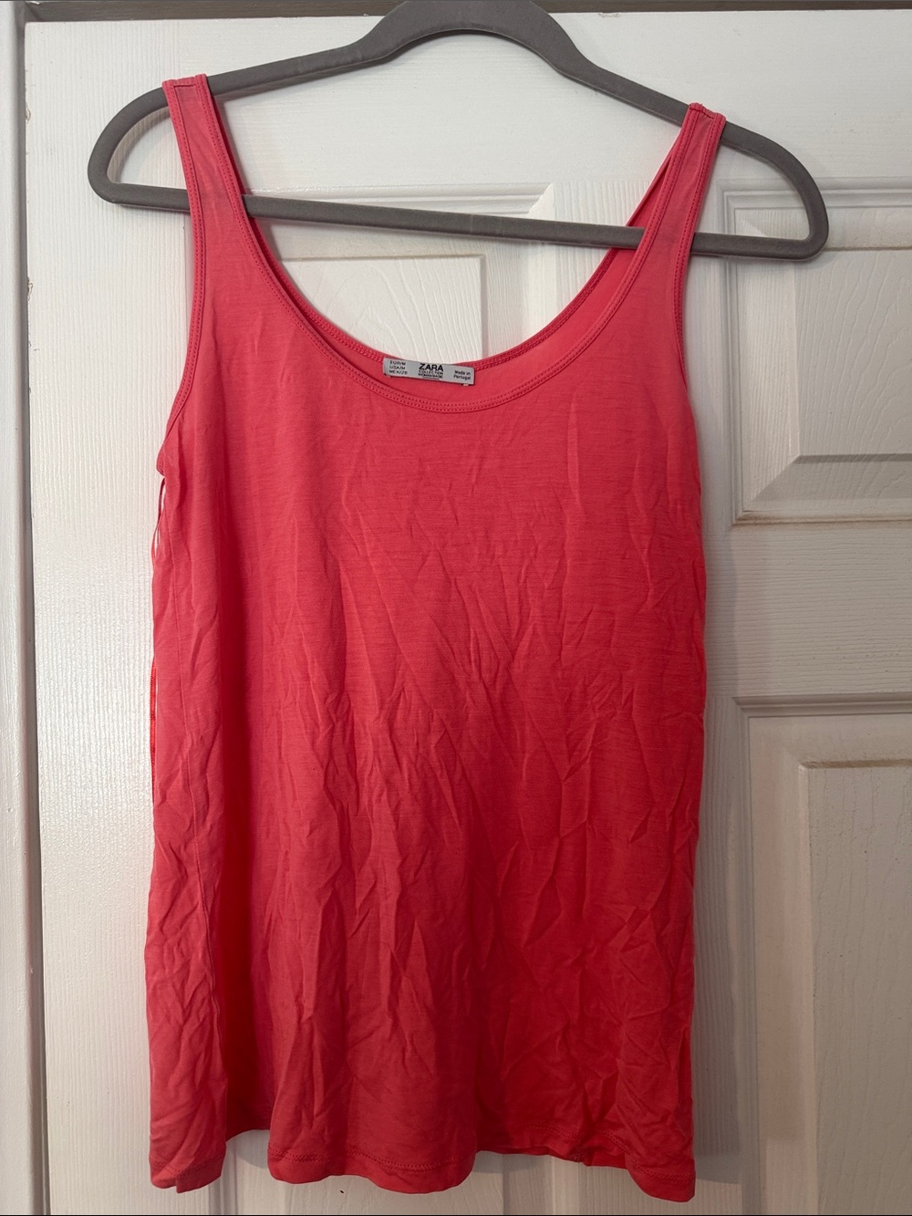 Zara Coral-Pink Scoop Neck Tank Top